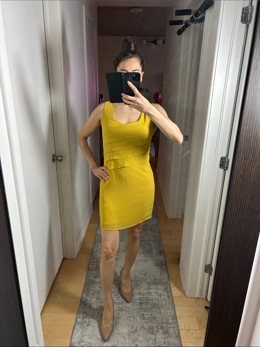 BEESTANGO Mustard Yellow Summer Dress | Lined Lightweight
